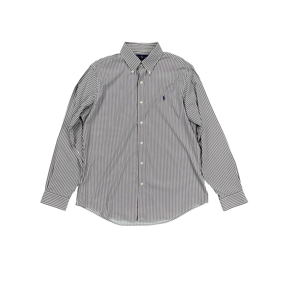 Polo Ralph Lauren Large L Classic Fit Performance Maroon White Striped Shirt
